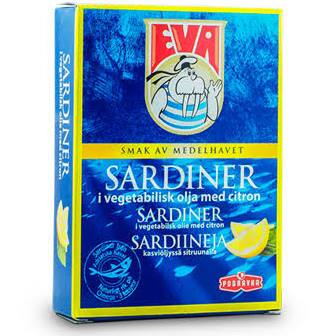 PODRAVKA EVA SARDINES IN VEG/.OIL W/LEMON 115 G