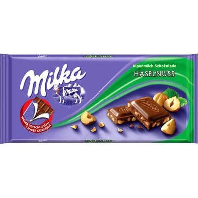 MILKA HAZELNUT CHOKOLATE BAR 100G