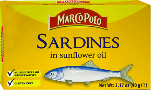 MARCO POLO SARDINES IN SUNFLOWER OIL 90 G